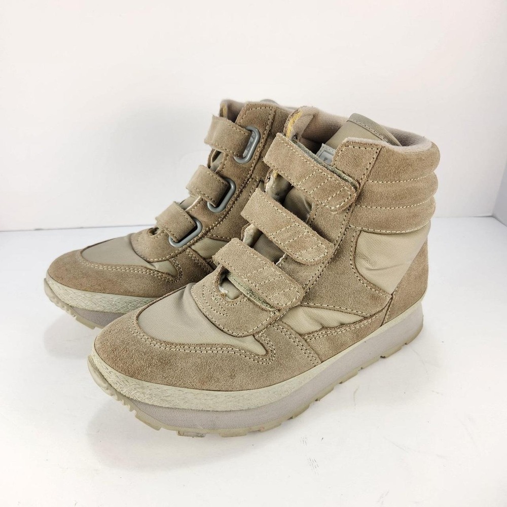 L.L.Bean Women's Size 7N Suede High Top Hiking Sneakers Tan Beige Hook & Loop